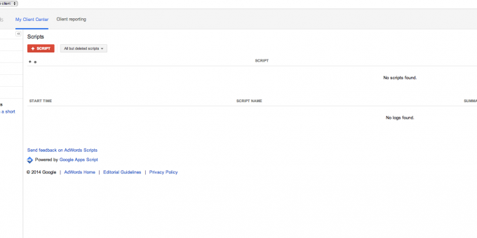 Adwords Scripts for My Client Center